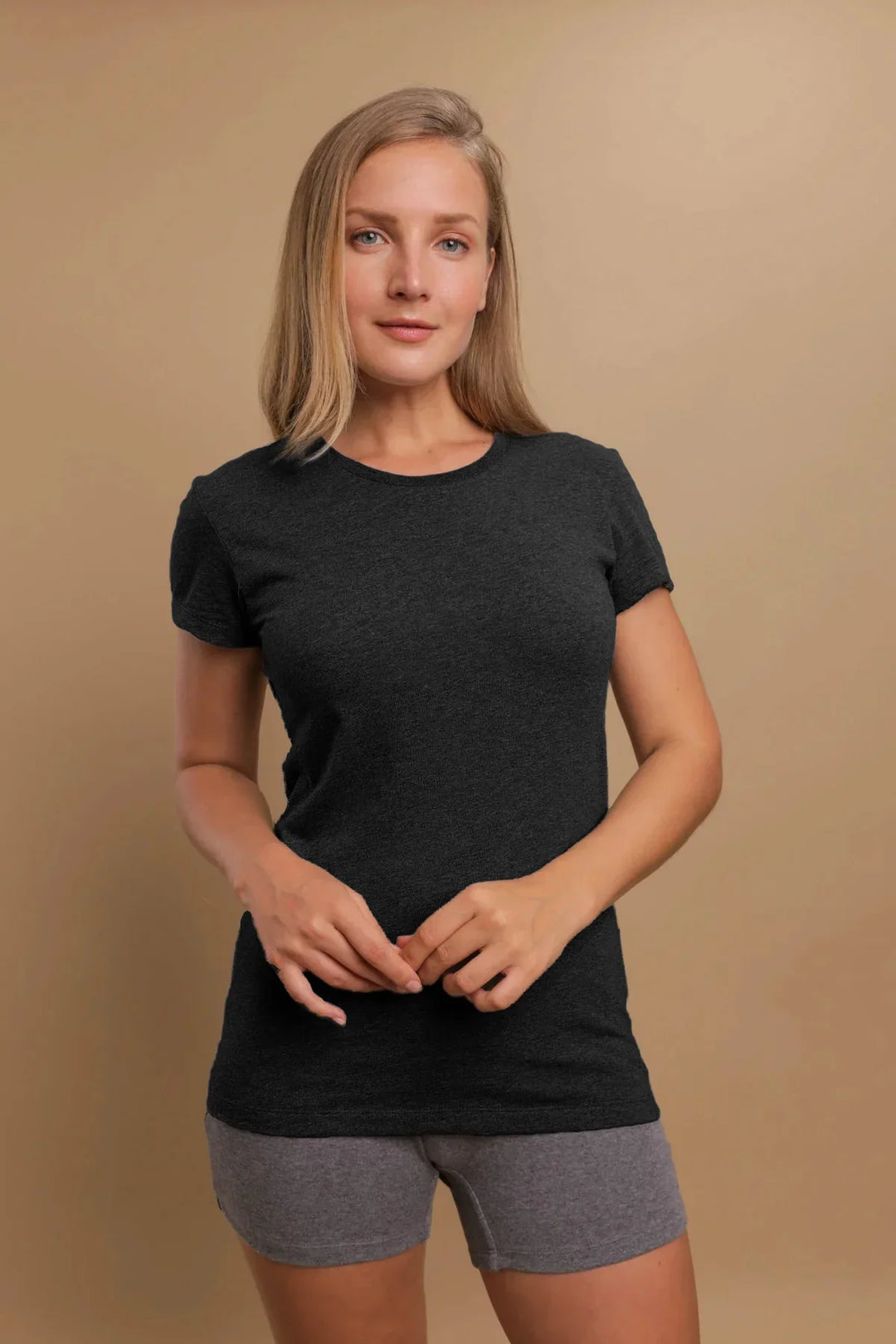 Women's Round Neck Cap Sleeve Shirt