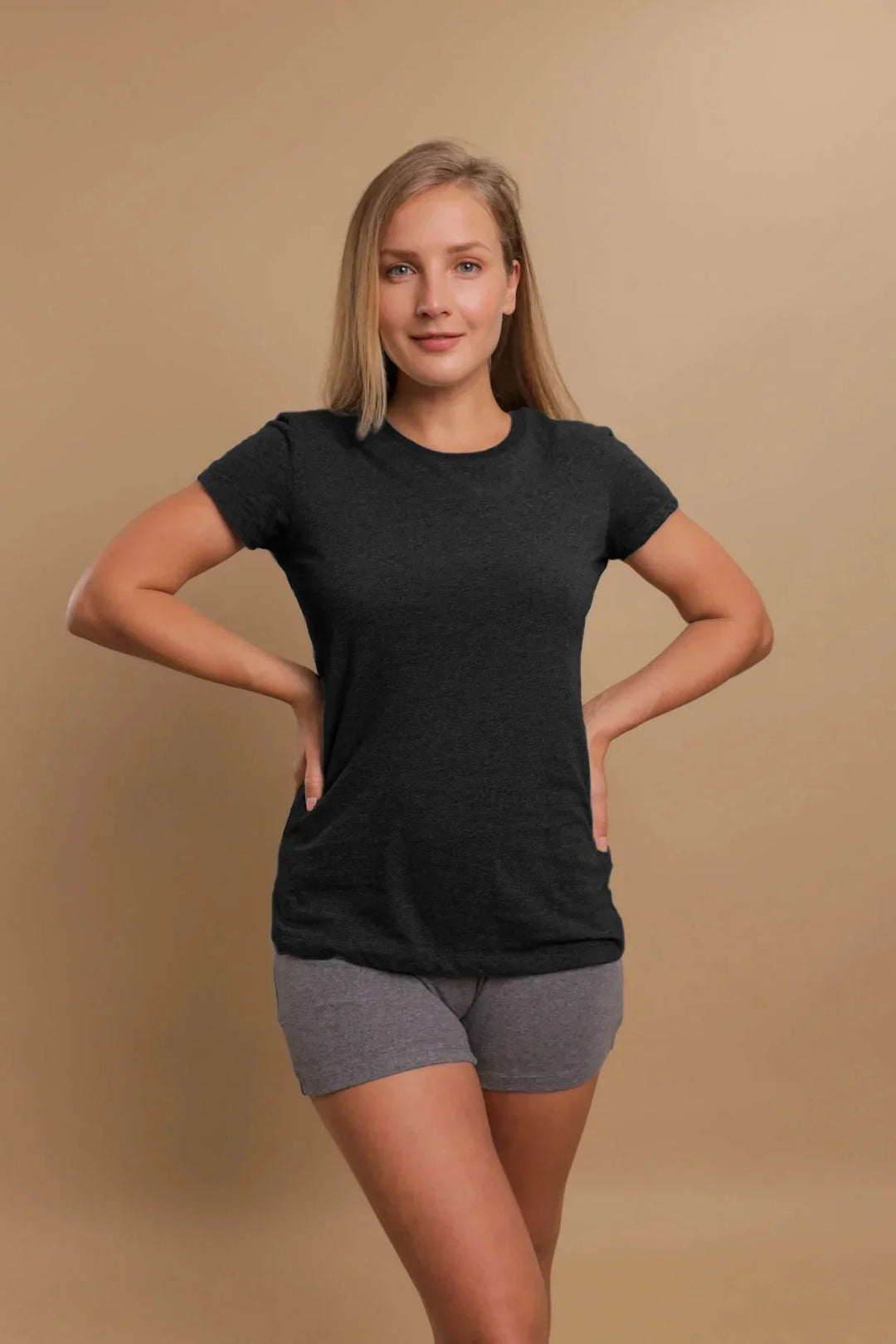 Women's Round Neck Cap Sleeve Shirt