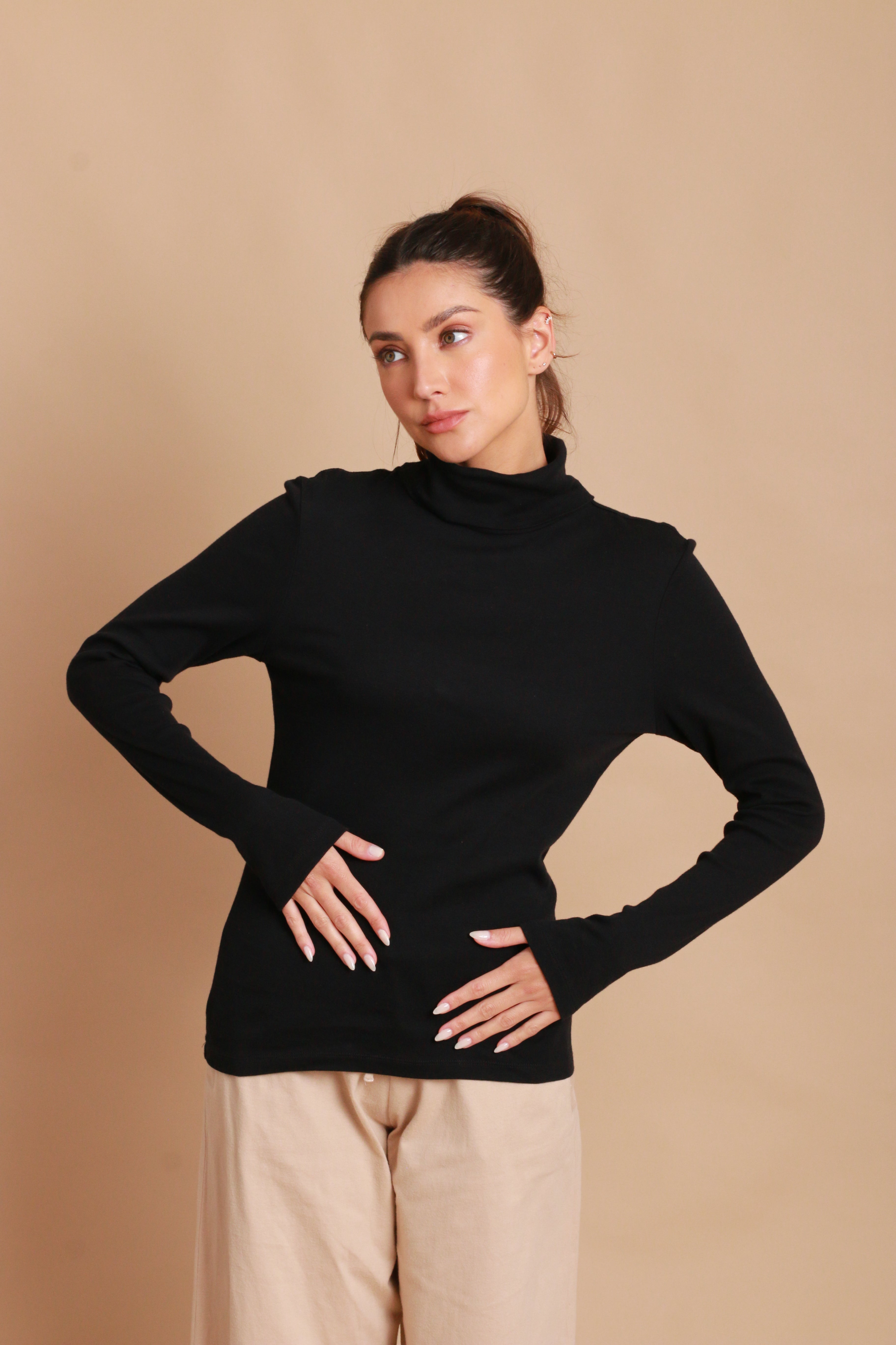 Women's Basic Turtle Neck Long Sleeve