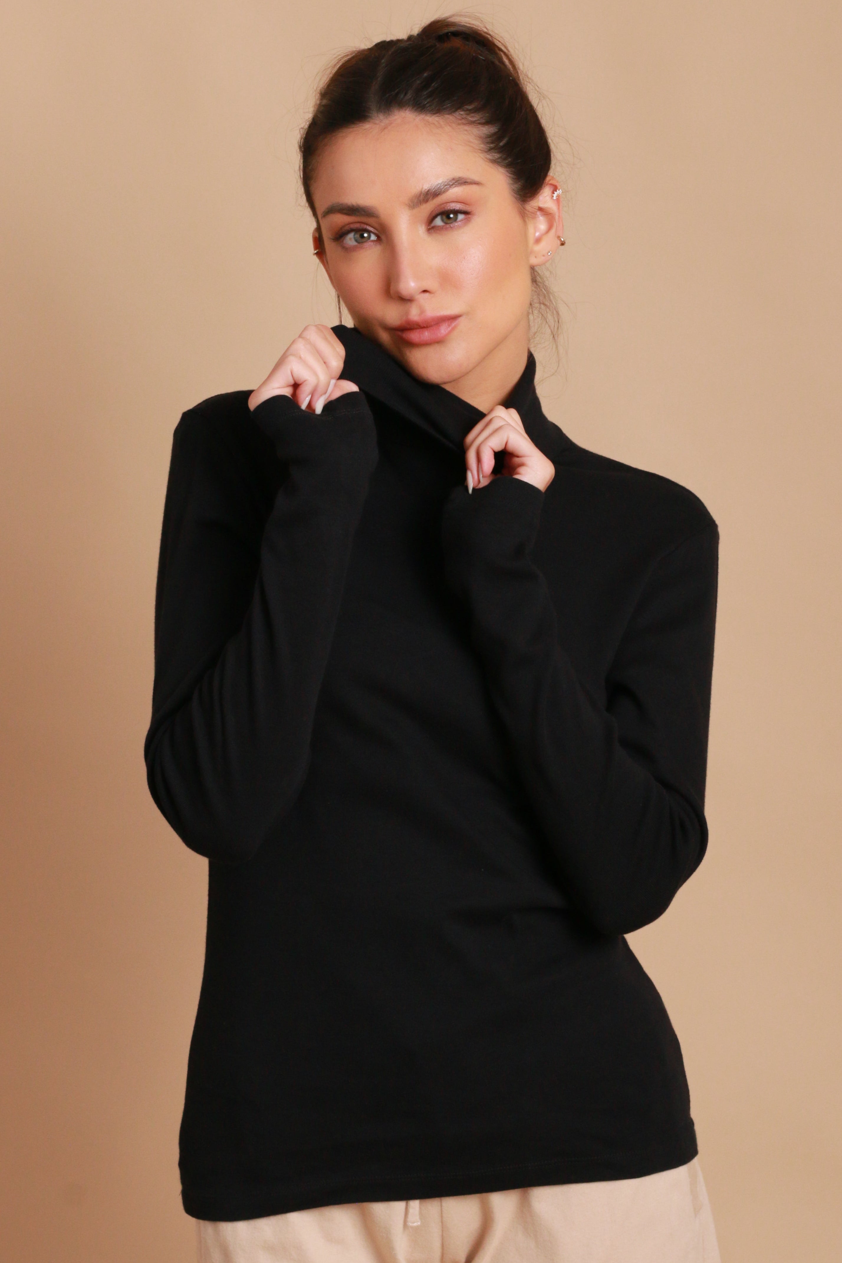 Women's Basic Turtle Neck Long Sleeve