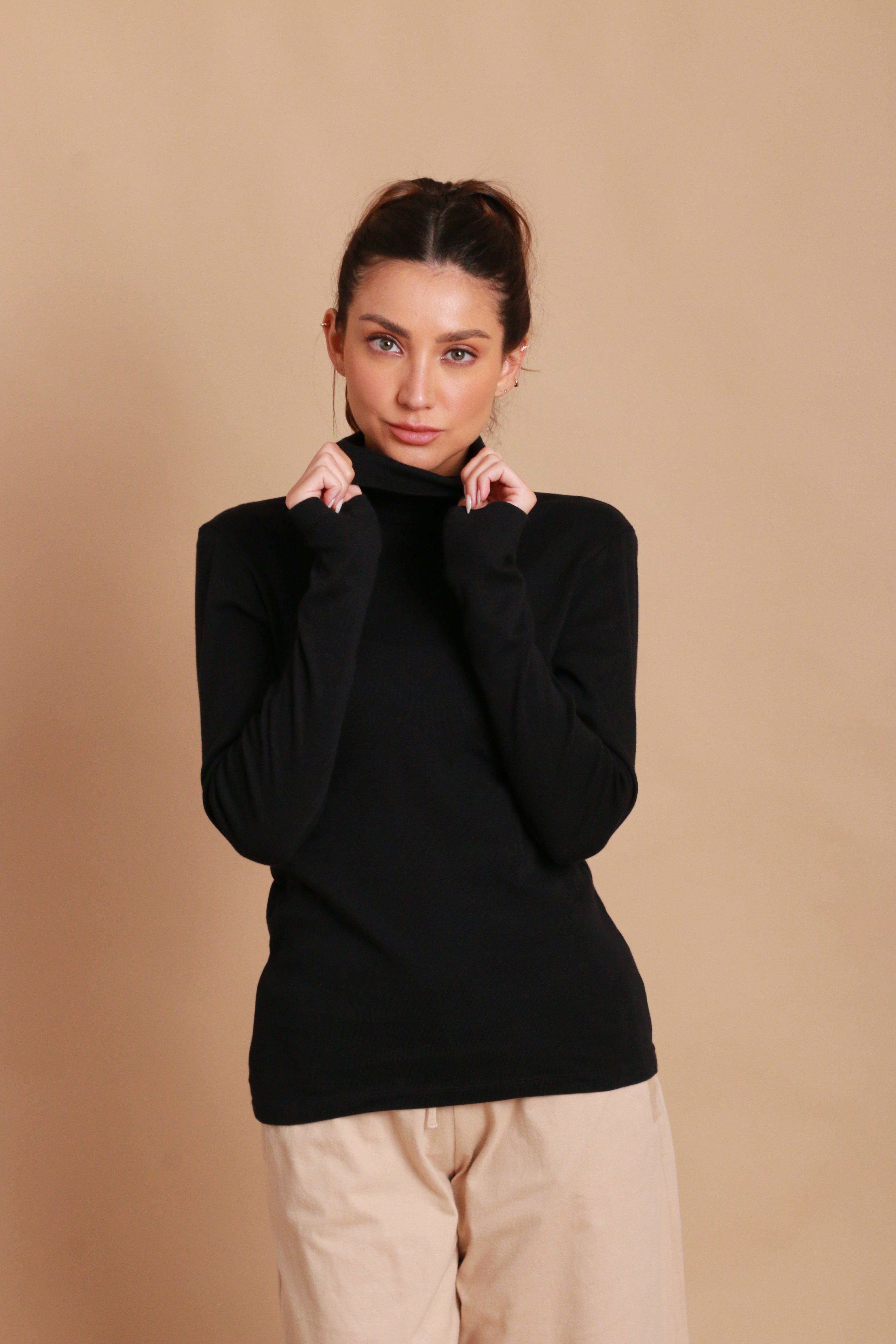 Women's Basic Turtle Neck Long Sleeve