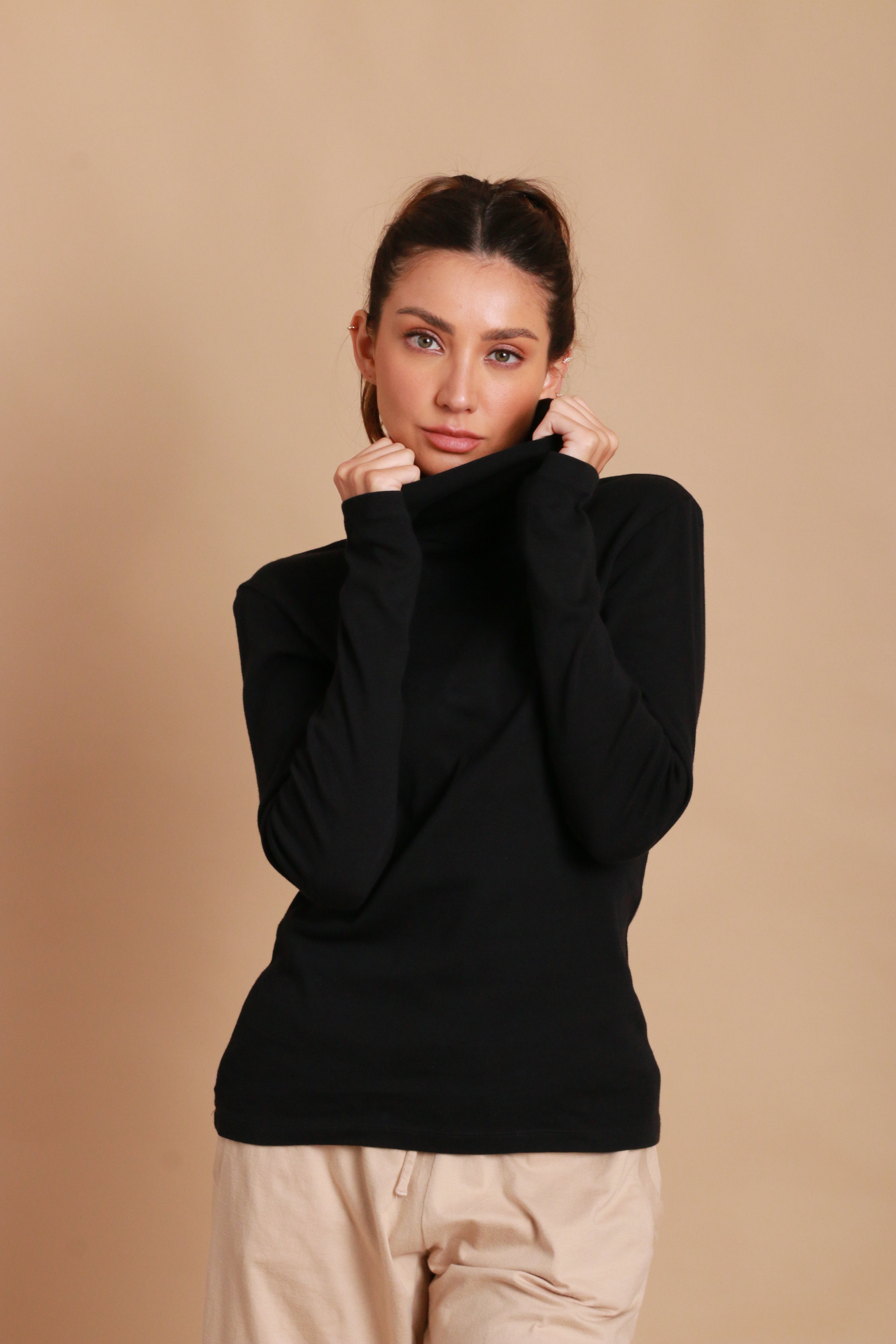 Women's Basic Turtle Neck Long Sleeve