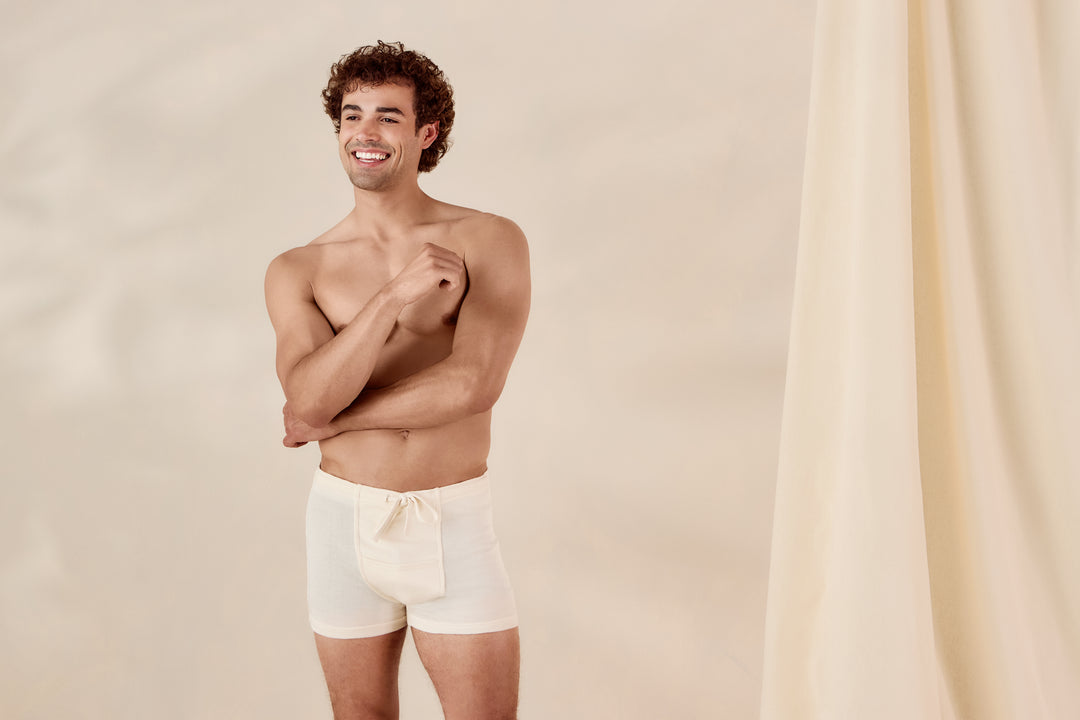 Boxer côtelé avec cordon de serrage et braguette pour homme
