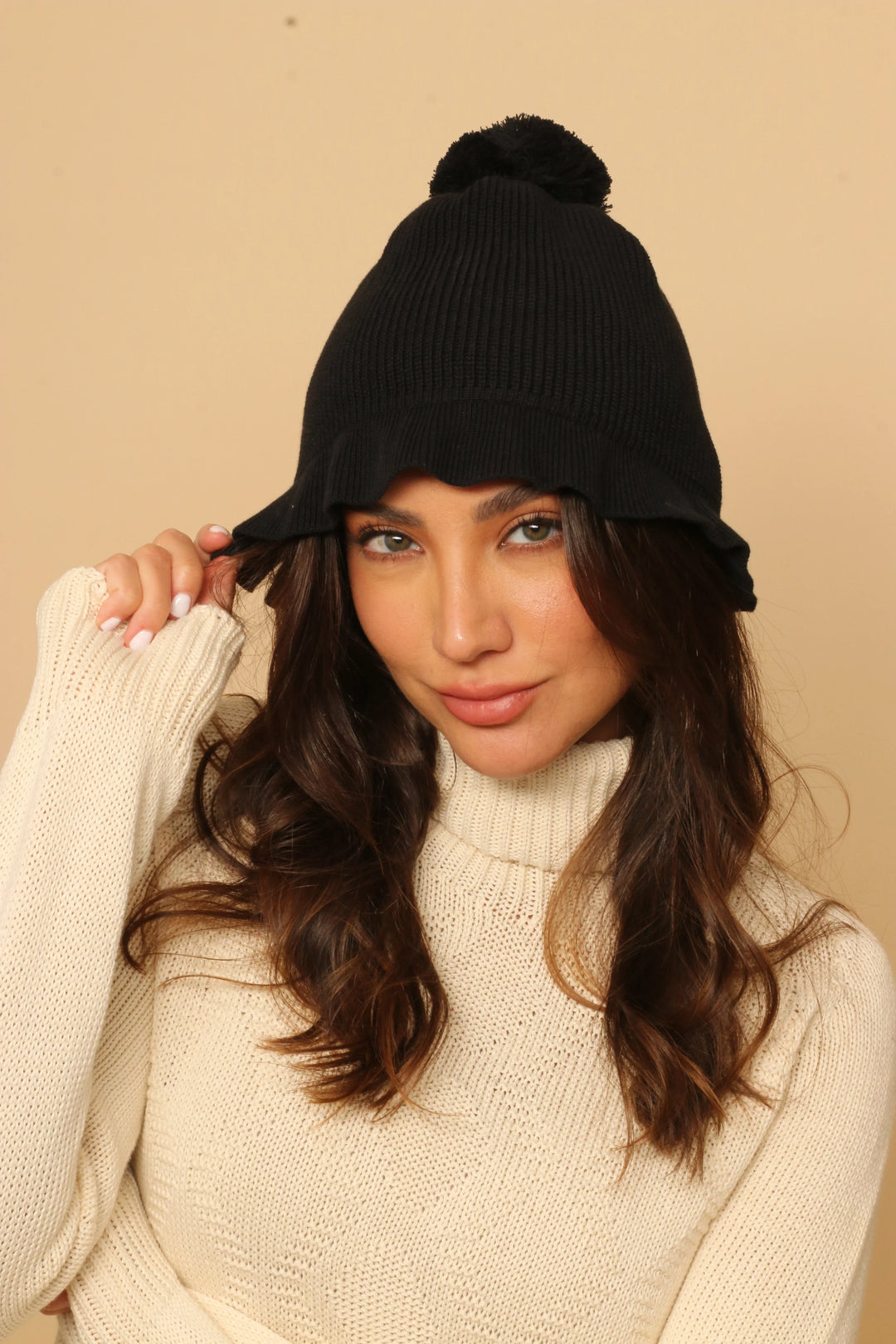 Allergiefreie Pom-Mütze für Damen