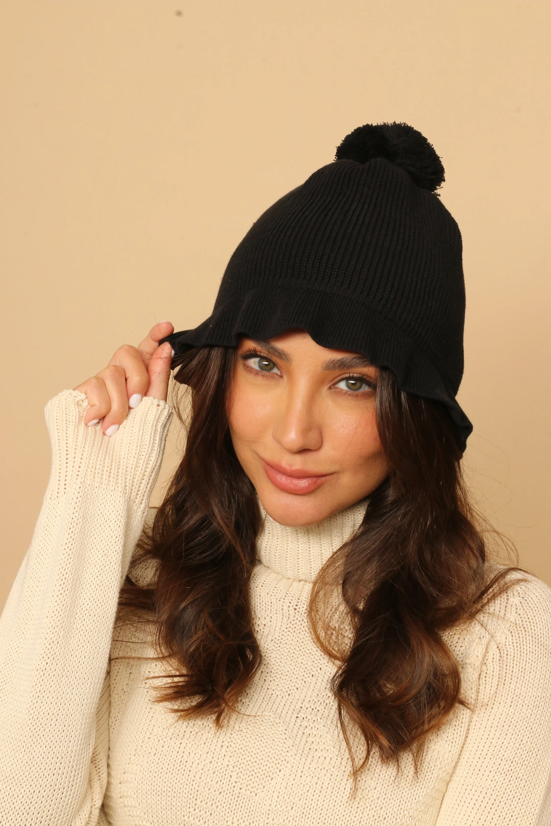 Allergiefreie Pom-Mütze für Damen