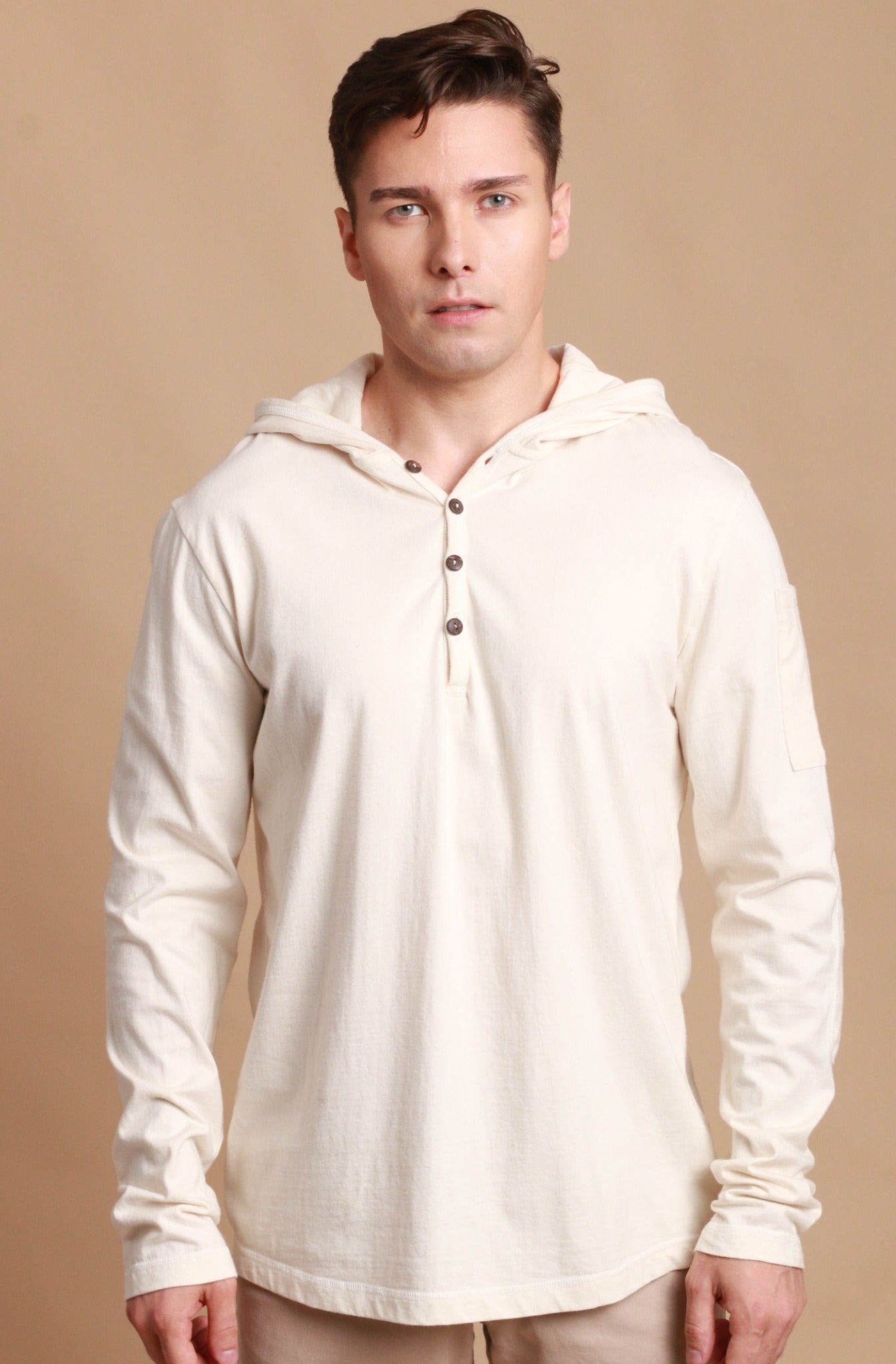Jersey-Pullover-Hoodie für Herren mit integrierter Schlafaugenmaske
