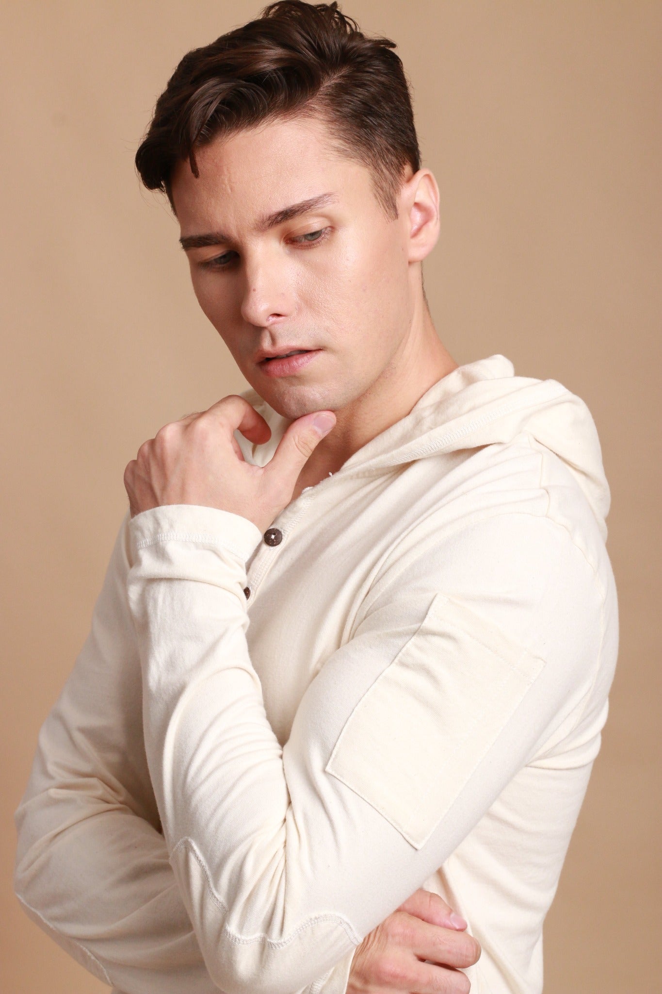 Jersey-Pullover-Hoodie für Herren mit integrierter Schlafaugenmaske