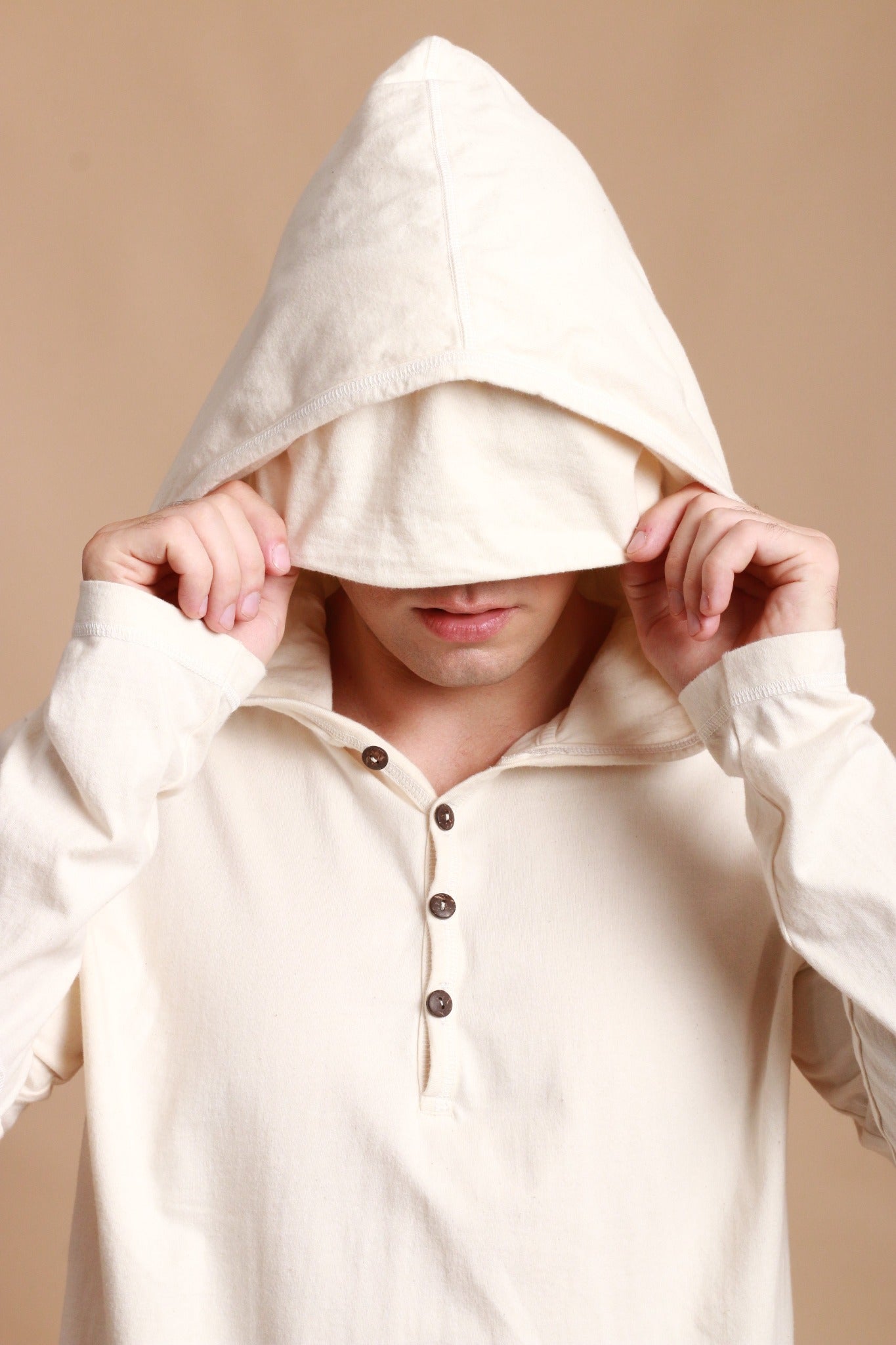 Jersey-Pullover-Hoodie für Herren mit integrierter Schlafaugenmaske