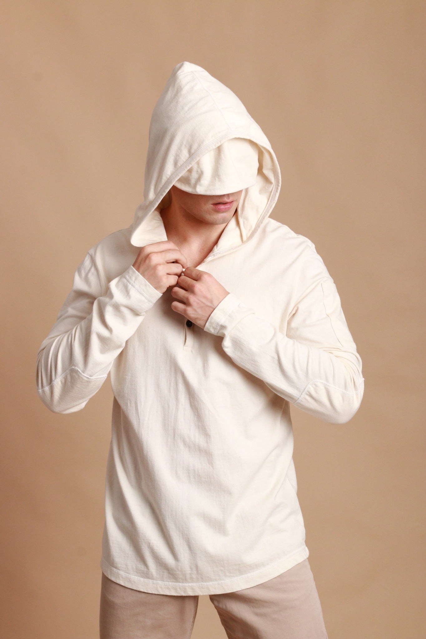Jersey-Pullover-Hoodie für Herren mit integrierter Schlafaugenmaske
