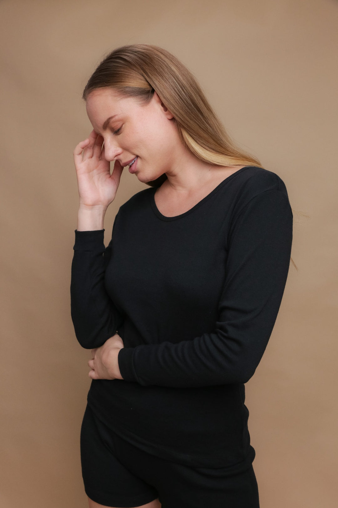 Geripptes Langarm-T-Shirt für Damen