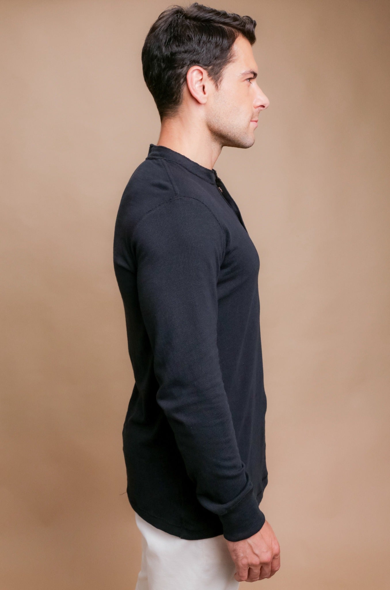 Chemise à manches longues Henley pour hommes