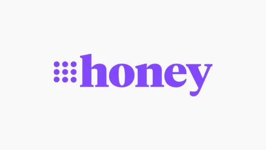 Purple honey logo with dot grid on white background, related to hypoallergenic apparel