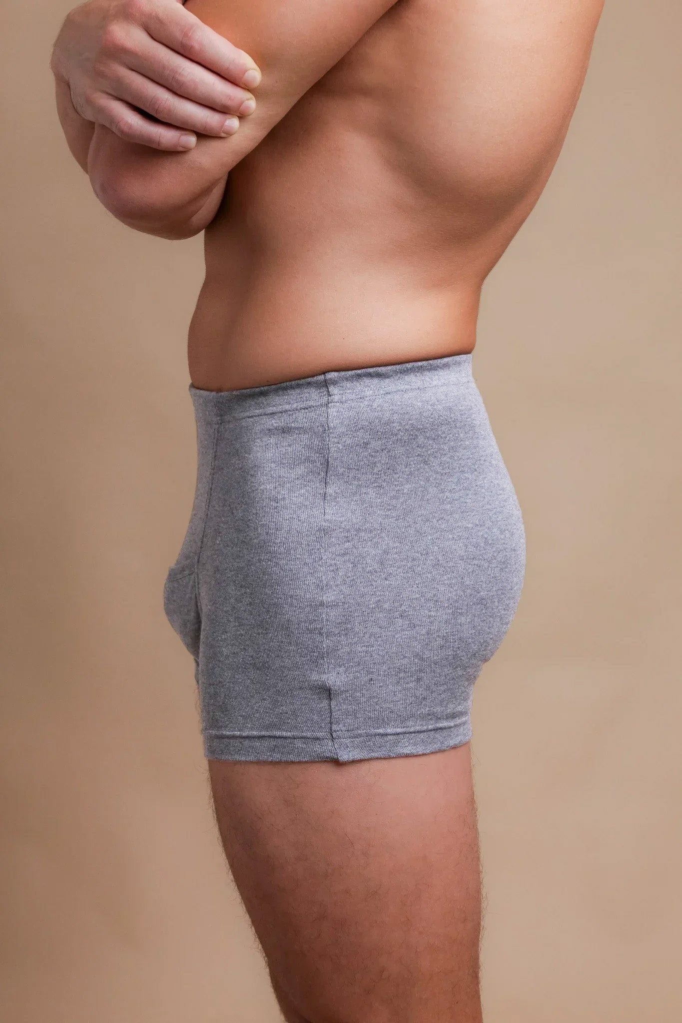 Men's Rib Elasticized Boxer Brief with Fly