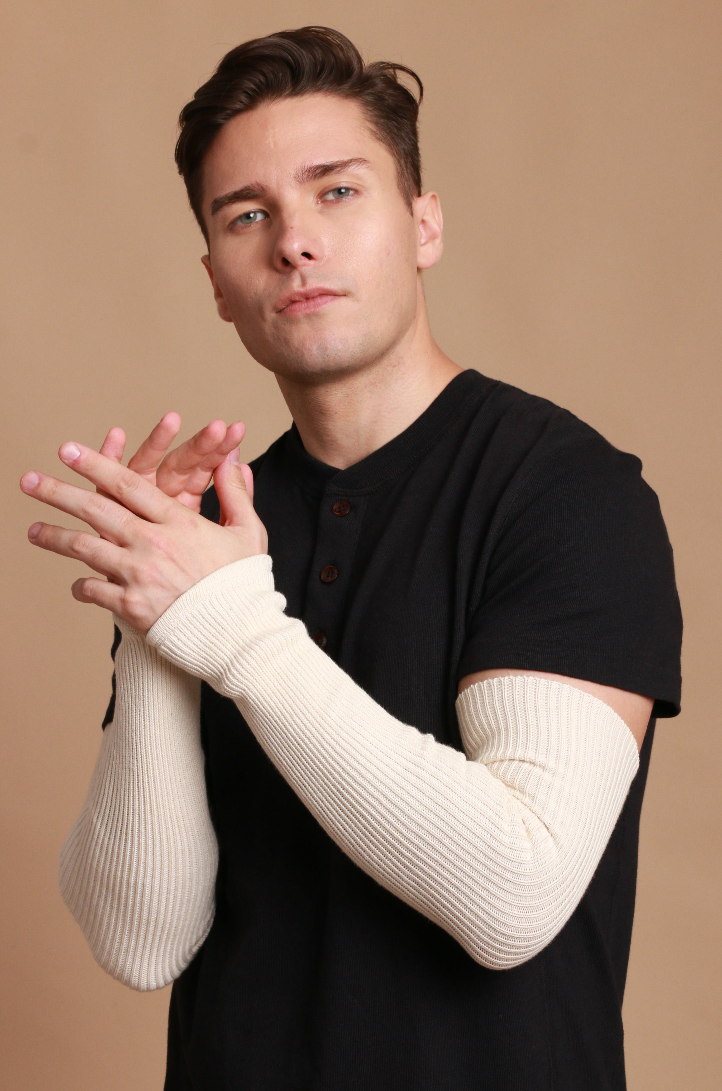 Gestrickte Armstulpen für Herren aus 100 % Bio-Baumwolle 