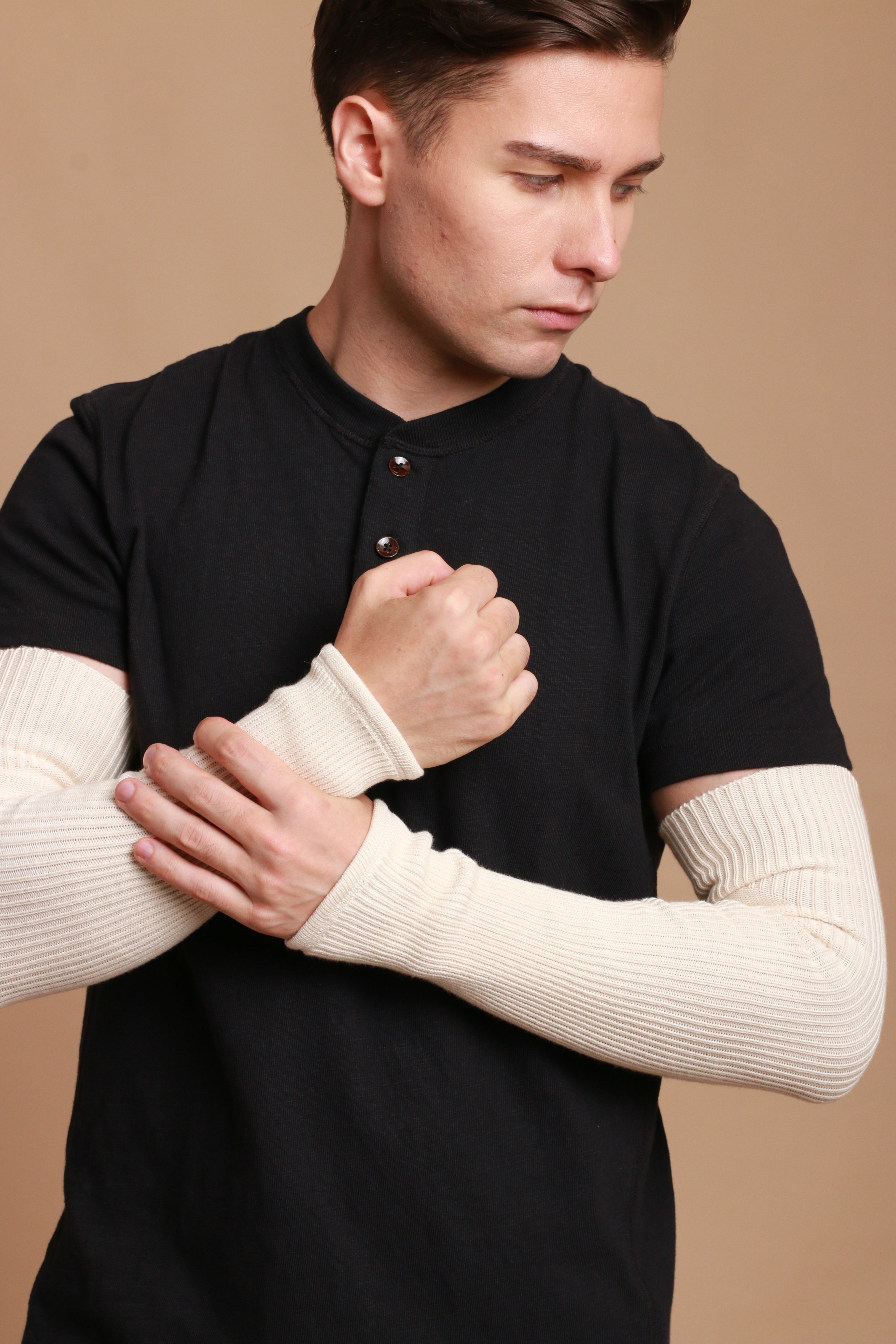 Gestrickte Armstulpen für Herren aus 100 % Bio-Baumwolle 