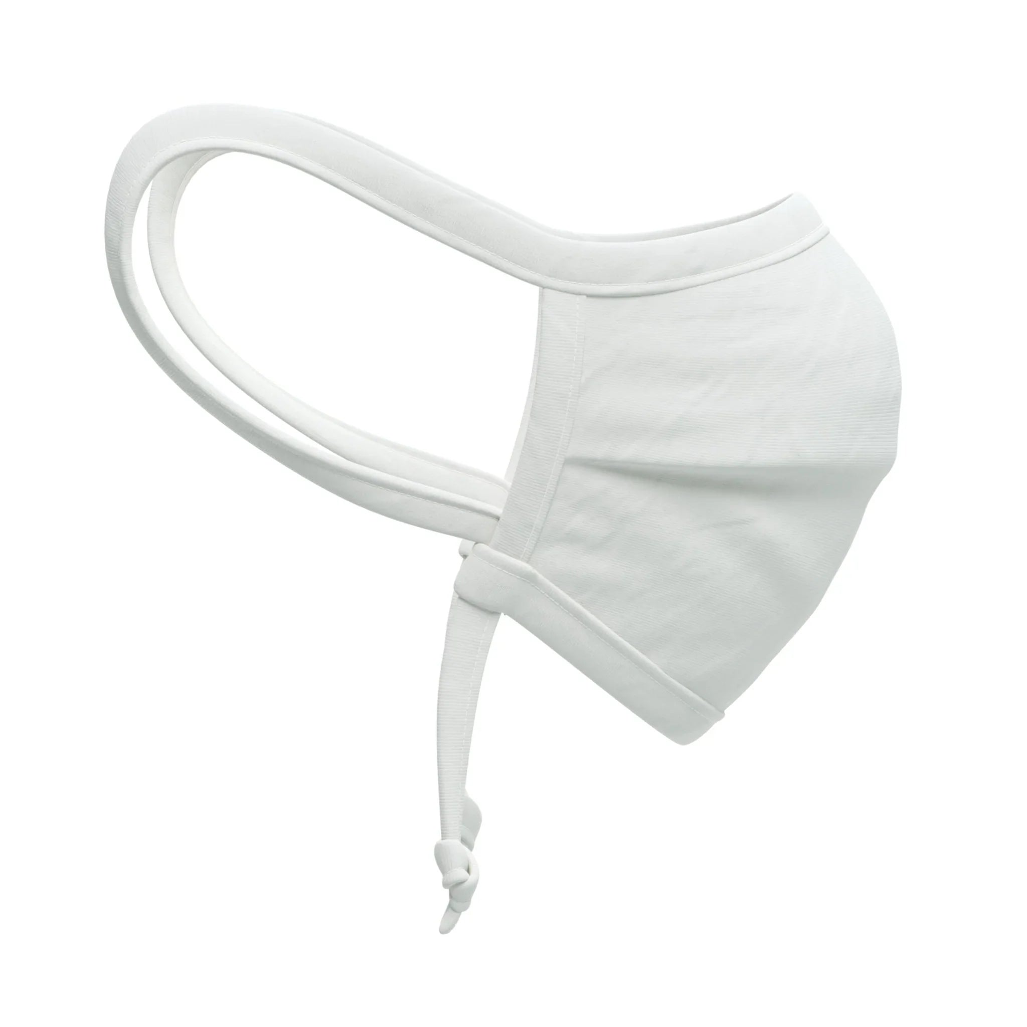 White hypoallergenic cotton face mask with ear loops and adjustable strap