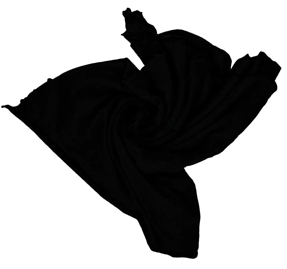 Black organic cotton shawl for sensitive skin, lightweight and hypoallergenic fabric