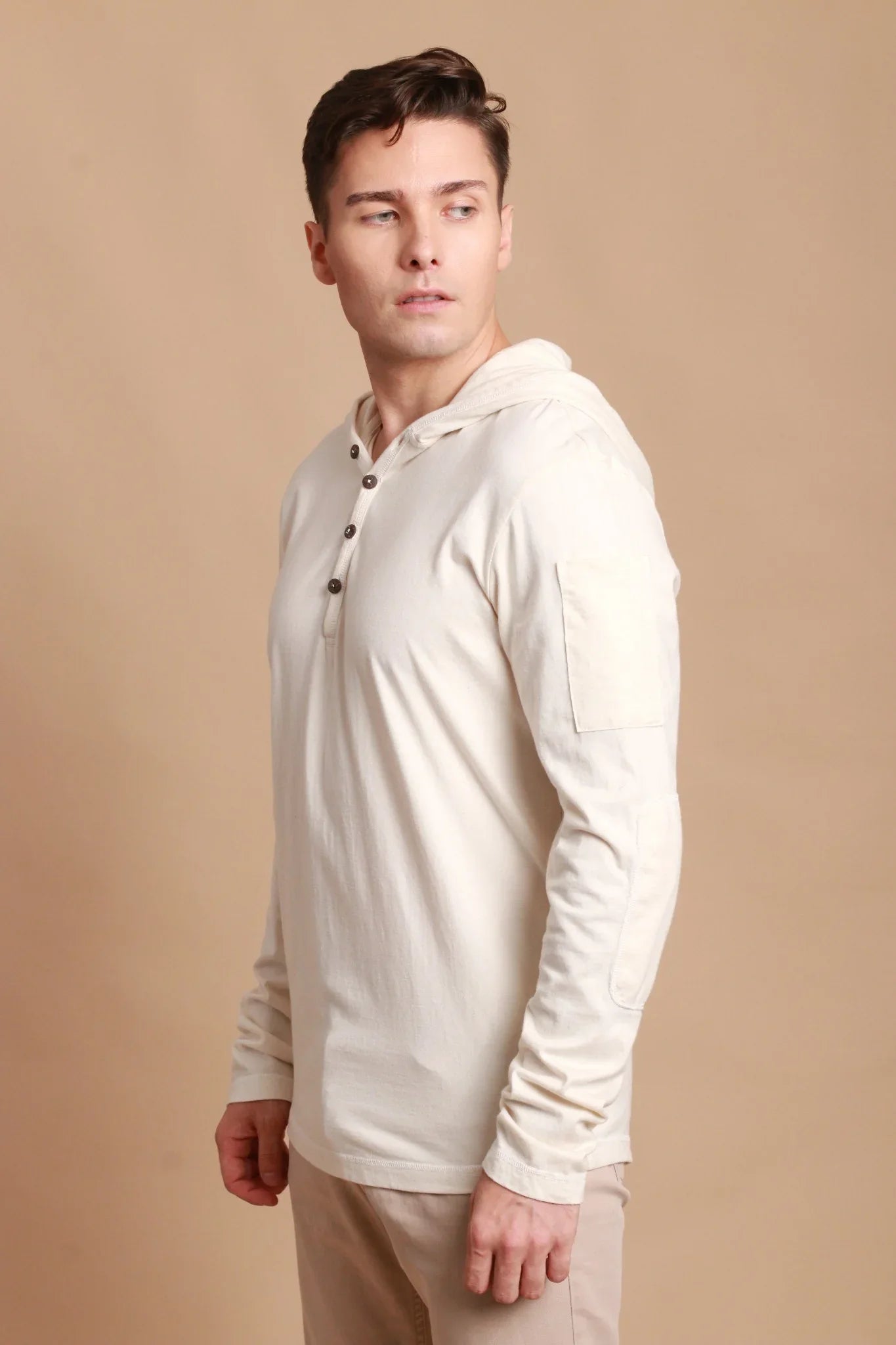 Jersey-Pullover-Hoodie für Herren mit integrierter Schlafaugenmaske