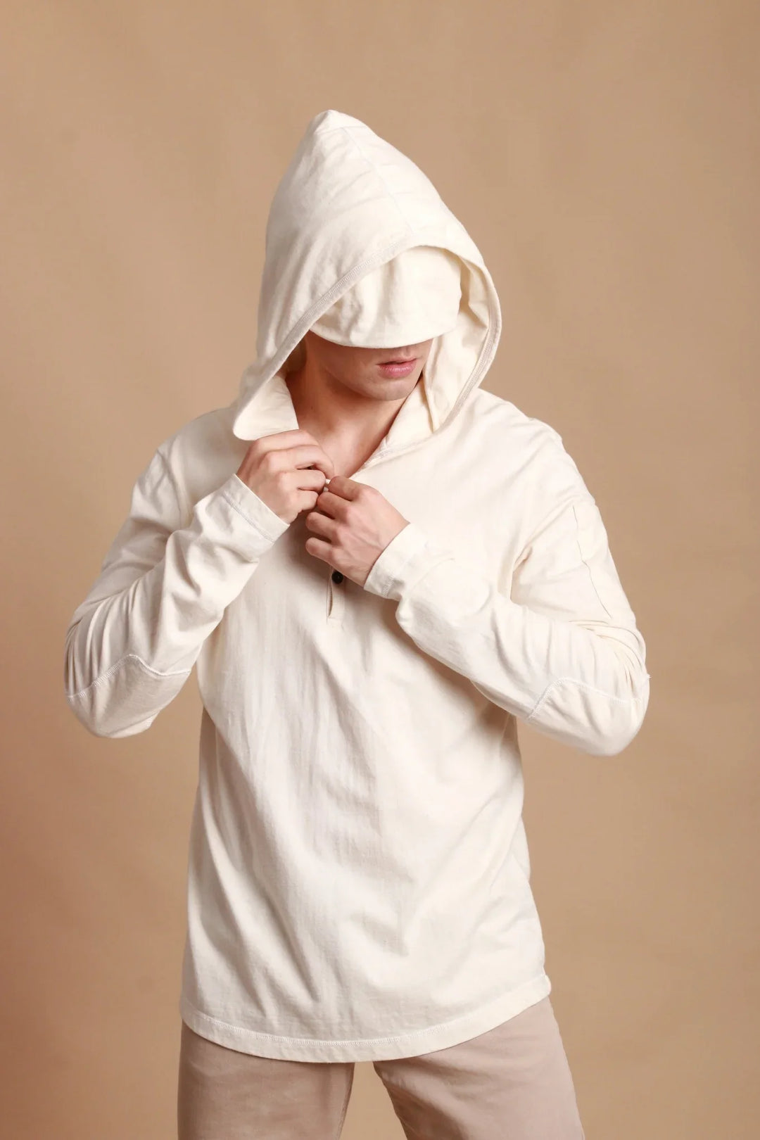 Jersey-Pullover-Hoodie für Herren mit integrierter Schlafaugenmaske