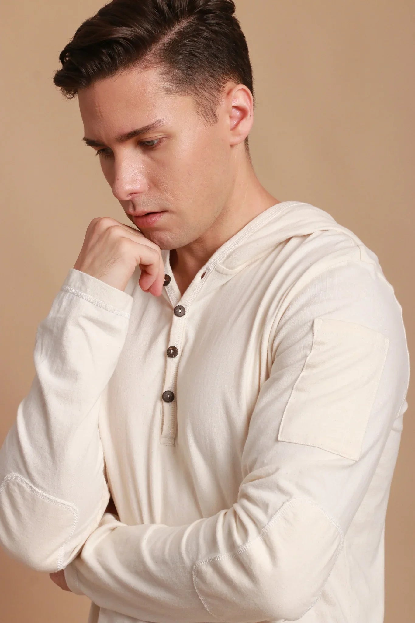 Jersey-Pullover-Hoodie für Herren mit integrierter Schlafaugenmaske