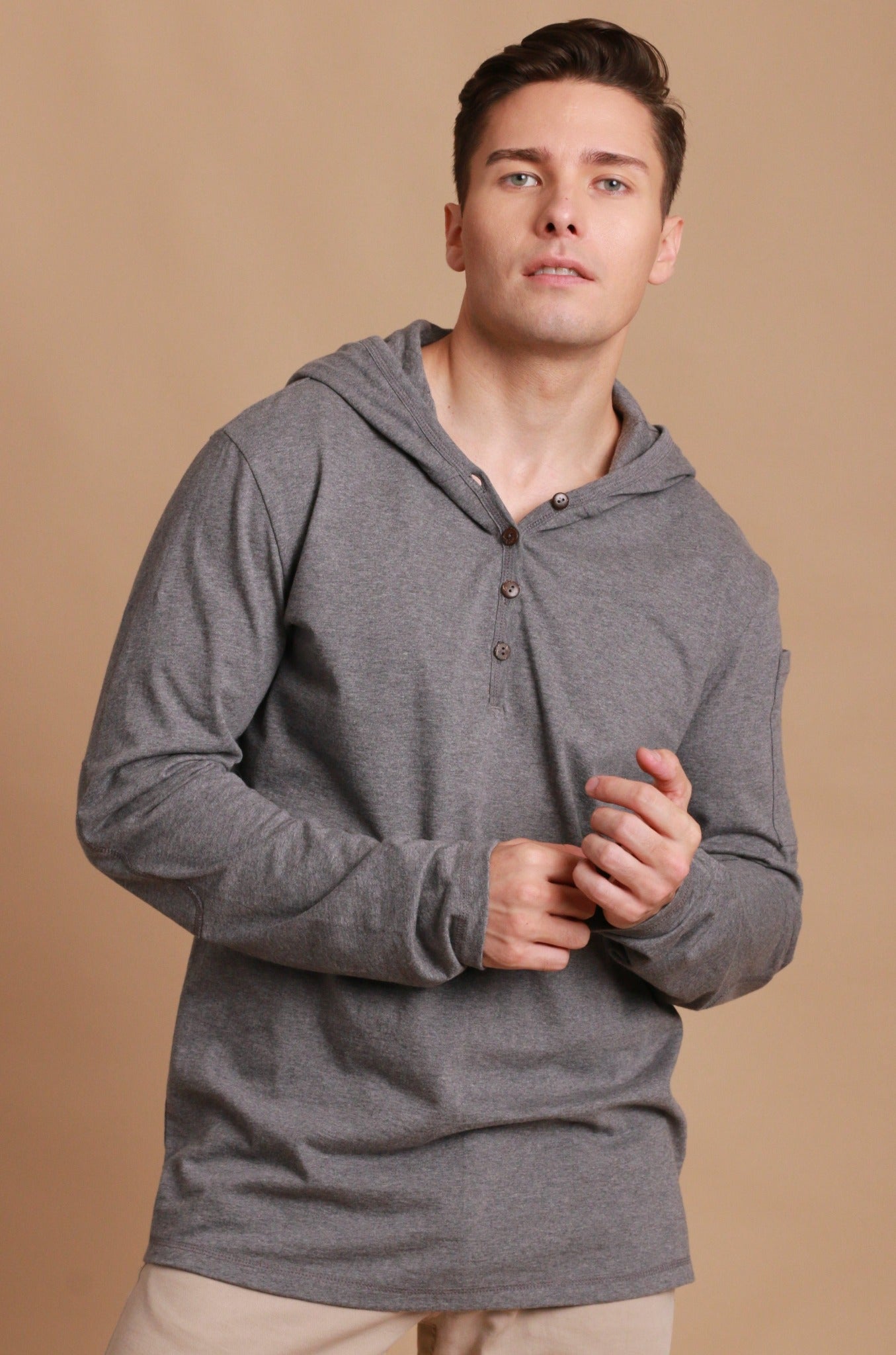 Jersey-Pullover-Hoodie für Herren mit integrierter Schlafaugenmaske