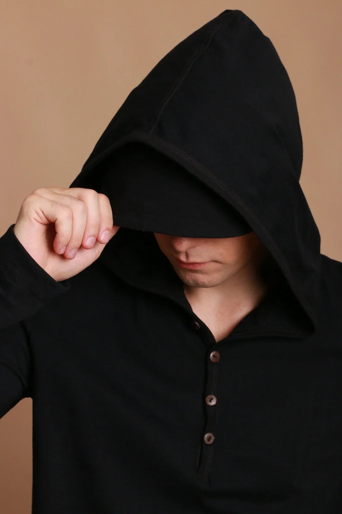 Men&#39;s Jersey Pullover Hoodie with Built-in Sleep Eye Mask