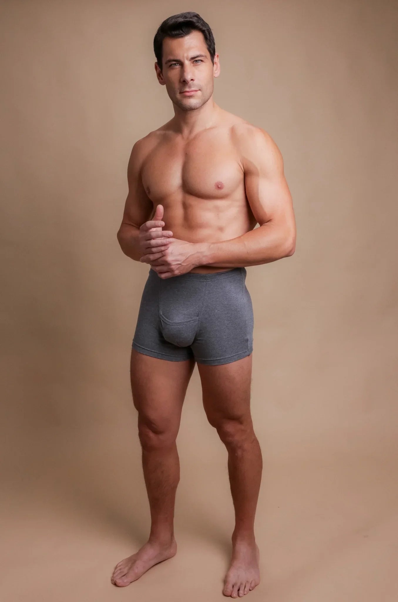 Men&#39;s Rib Elasticized Boxer Brief with Fly