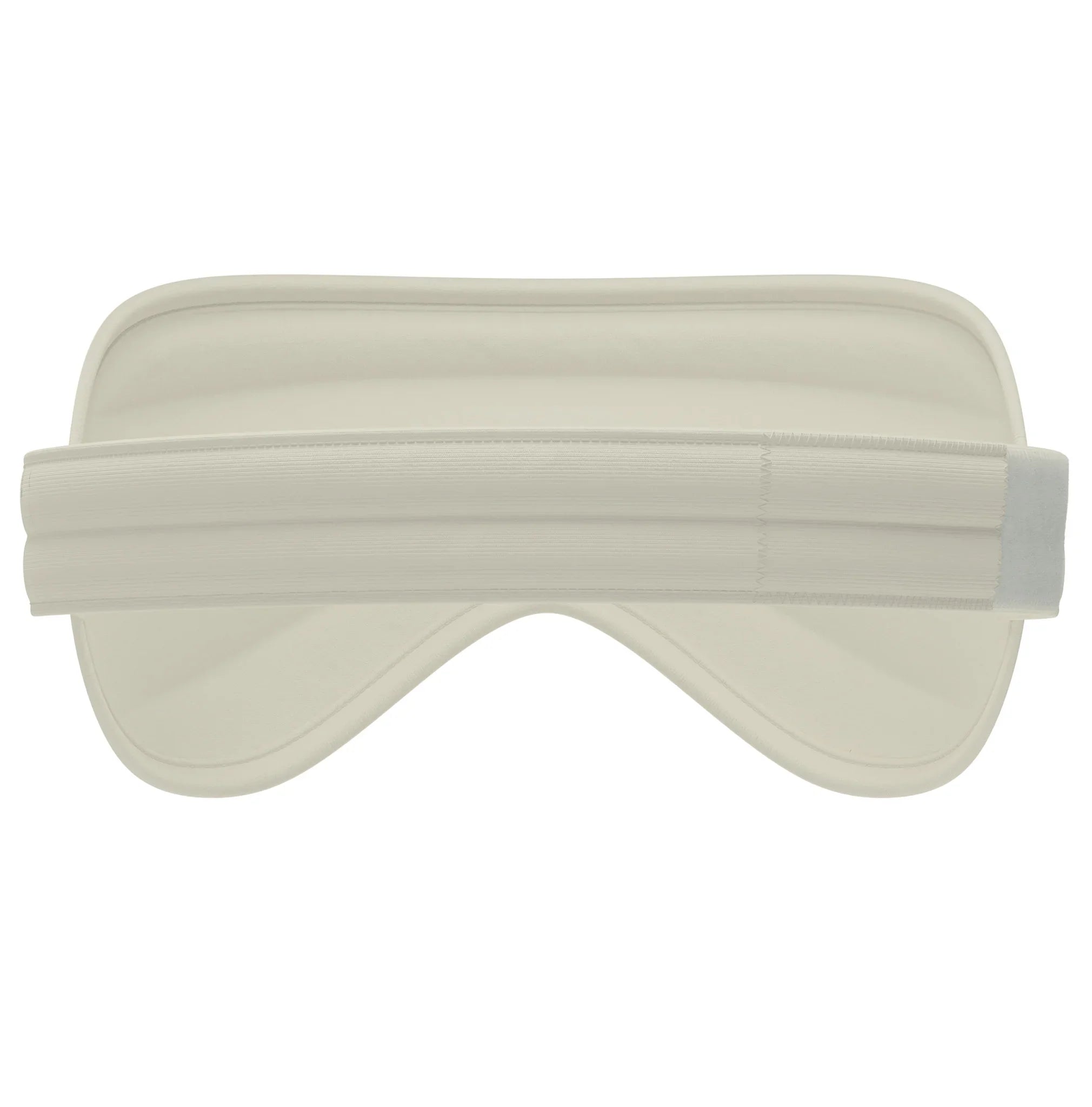 Hypoallergenic cotton sleep eye mask in cream color with adjustable strap, back view
